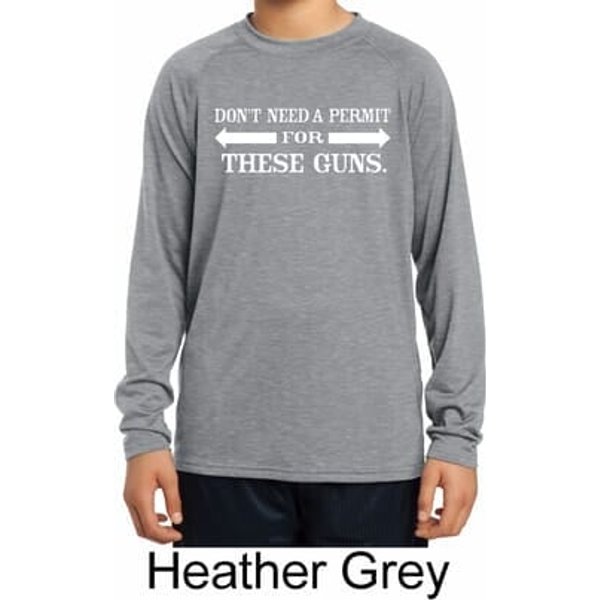 Guns Permit Kids Dry Wicking Long Sleeve Shirt