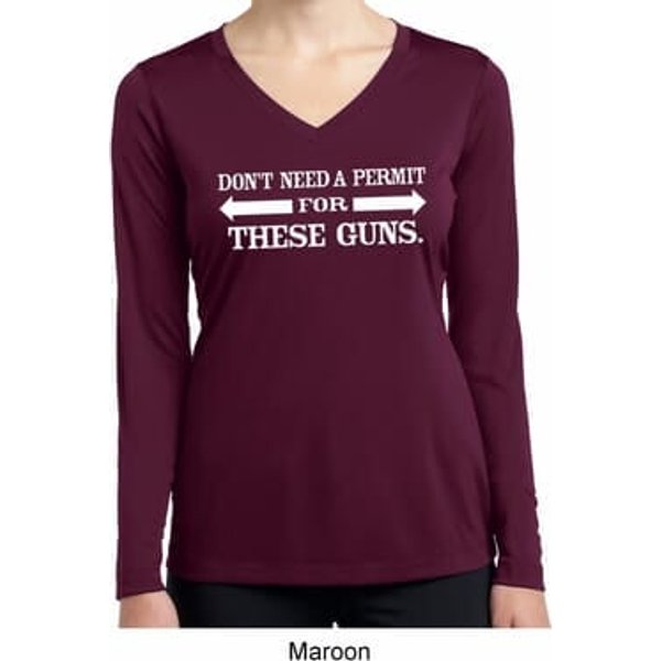 Guns Permit Ladies Dry Wicking Long Sleeve Shirt