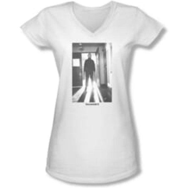 Halloween II Shirt Juniors V Neck Monster White Tee T-Shirt