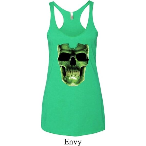 Halloween Glow Bones Ladies Tri Blend Racerback Tank Top