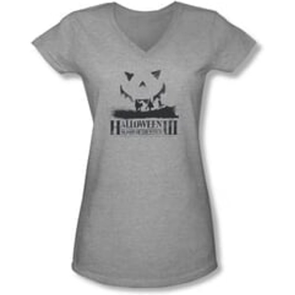 Halloween III Shirt Juniors V Neck Silhouette Athletic Heather Tee T-Shirt
