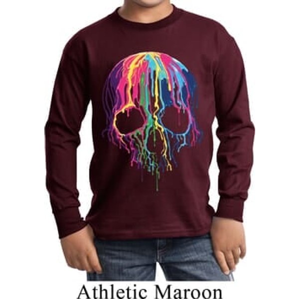 Halloween Melting Skull Kids Long Sleeve Shirt