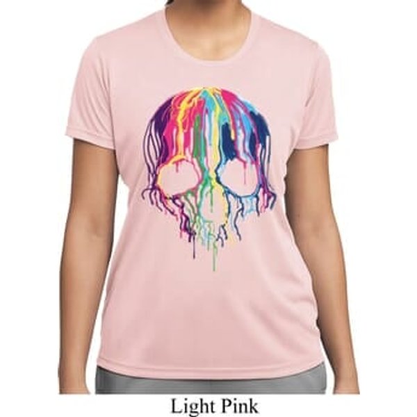 Halloween Melting Skull Ladies Moisture Wicking Shirt