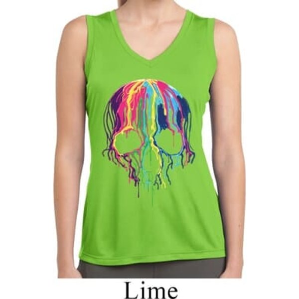 Halloween Melting Skull Ladies Sleeveless Moisture Wicking Shirt