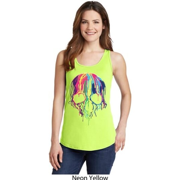 Halloween Melting Skull Ladies Tank Top