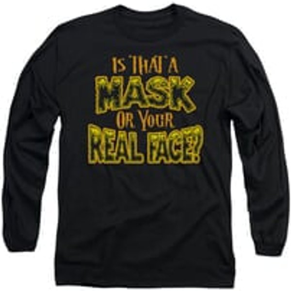 Halloween Shirt Mask Long Sleeve Black Tee T-Shirt