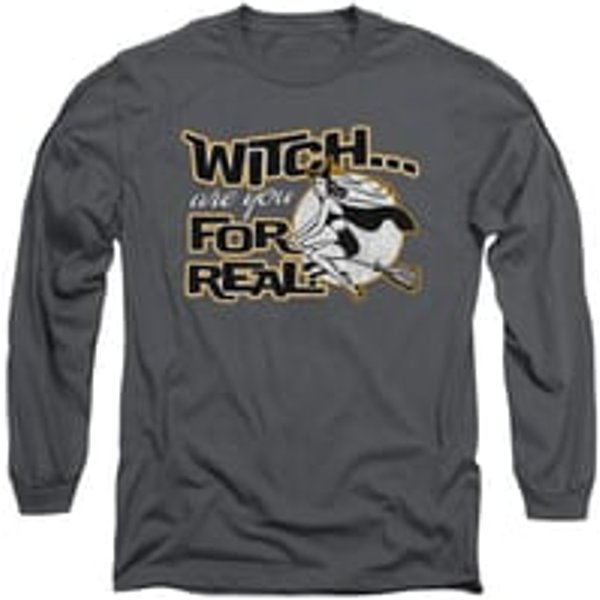 Halloween Shirt Witch Long Sleeve Charcoal Tee T-Shirt
