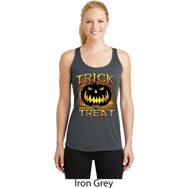 Halloween Trick or Treat Ladies Dry Wicking Racerback Tank Top