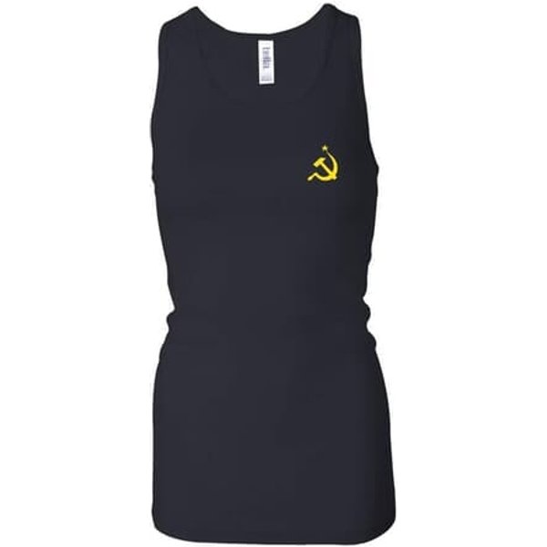 Hammer Sickle Tanktop Ladies Longer Length Racerback Tank Pocket Print