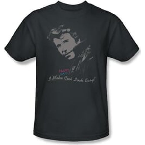 Happy Days Kids T-shirt - Cool Fonz Youth Charcoal Tee Shirt
