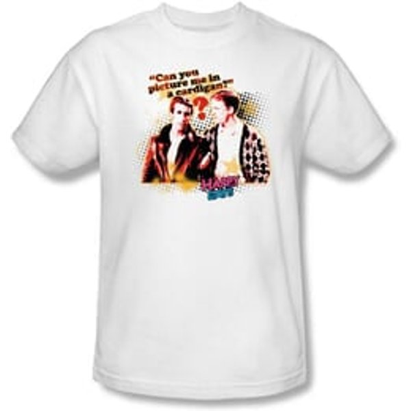 Happy Days T-shirt - No Cardigans Adult White Tee Shirt