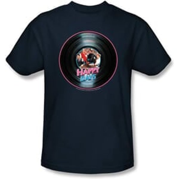 Happy Days T-shirt - On the Record Adult Navy Blue Tee