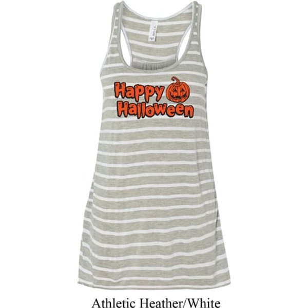 Happy Halloween with Pumpkin Ladies Flowy Racerback