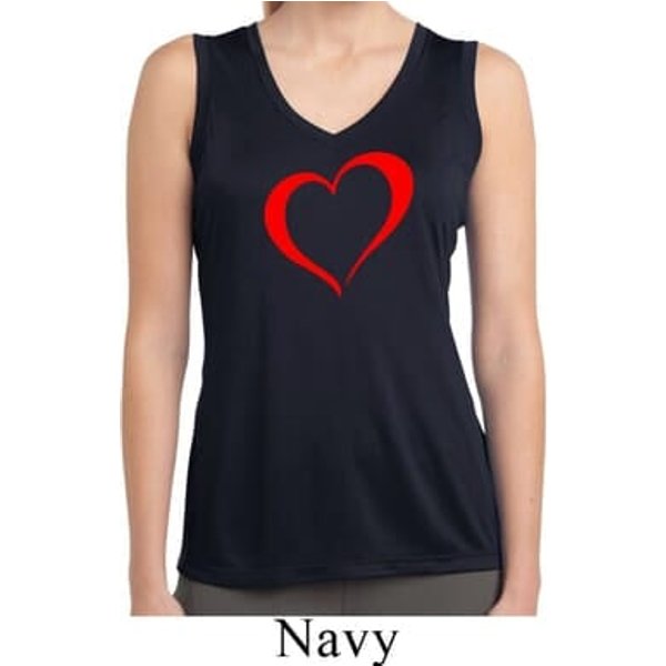 Heart Outline Ladies Sleeveless Moisture Wicking Shirt