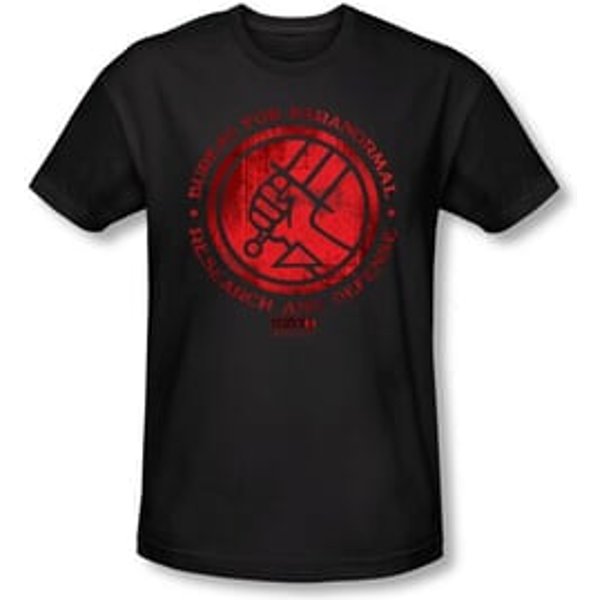 Hellboy II The Golden Army T-shirt BPRD Logo Black Slim Fit Shirt
