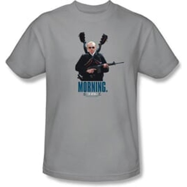 Hot Fuzz T-shirt Movie Morning Adult Silver Tee Shirt