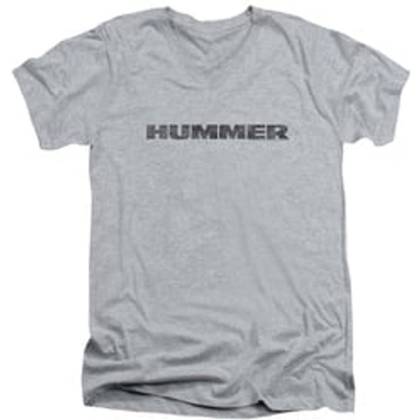 Hummer Slim Fit V-Neck Shirt Distressed Logo Athletic Heather T-Shirt
