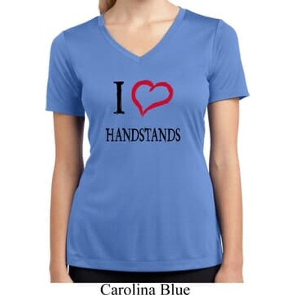 I Love Handstands Ladies Moisture Wicking V-neck Shirt