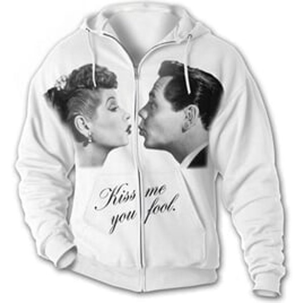 I Love Lucy Hoodie Hooded Sweatshirt - Kiss Adult Full Zip Hoody