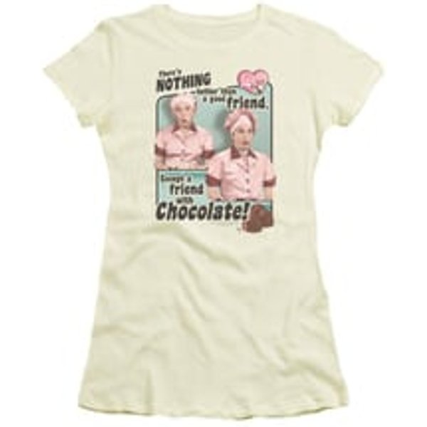 I Love Lucy Shirt Friends And Chocolate Juniors Cream Tee T-Shirt