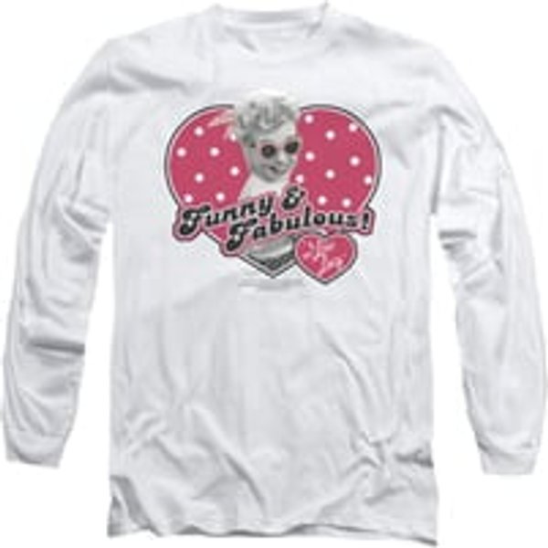 I Love Lucy Shirt Funny & Fabulous Long Sleeve White Tee T-Shirt