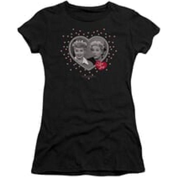 I Love Lucy Shirt Hearts And Dots Juniors Black Tee T-Shirt