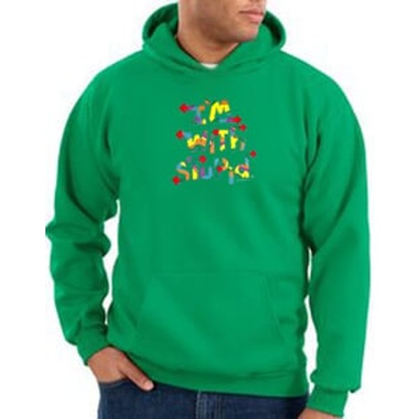 I'm With Stupid Hoodie Sweatshirt - Funny Two Ways Kelly Green Hoody