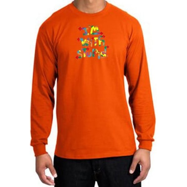 I'm With Stupid Long Sleeve Shirt - Funny Two Ways Orange T-Shirt