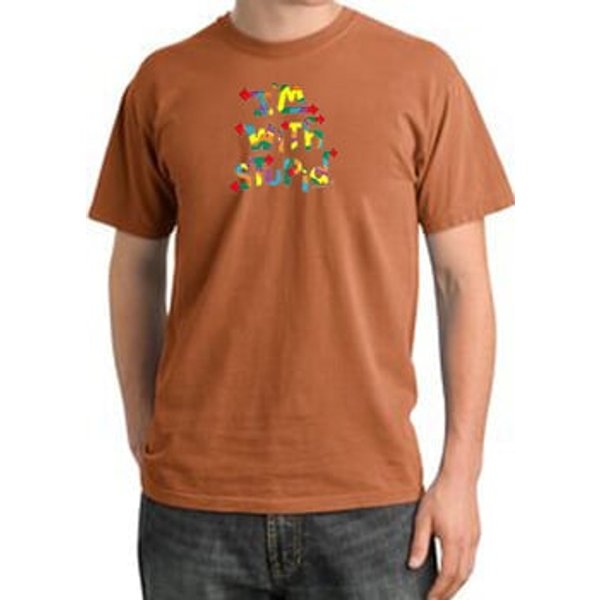 I'm With Stupid Pigment Dyed T-Shirt - Funny Two Ways Burnt Orange Tee