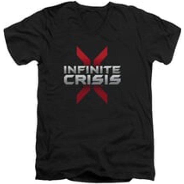 Infinite Crisis Shirt Slim Fit V-Neck Logo Black T-Shirt