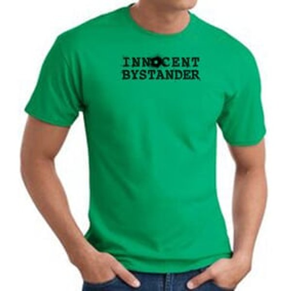 INNOCENT BYSTANDER BLACK Funny Adult T-shirt - Kelly Green