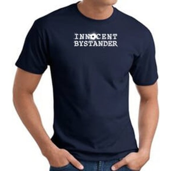 INNOCENT BYSTANDER WHITE Funny Adult T-shirt - Navy