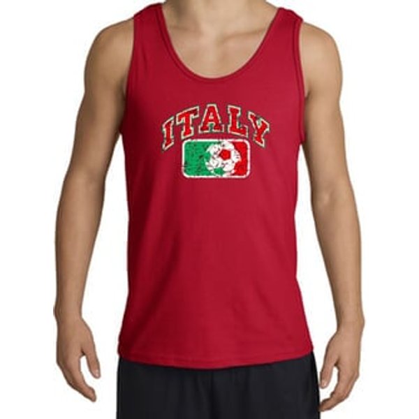 Italian Tank Top - Italy Soccer Futbol Adult Red Tanktop Shirt