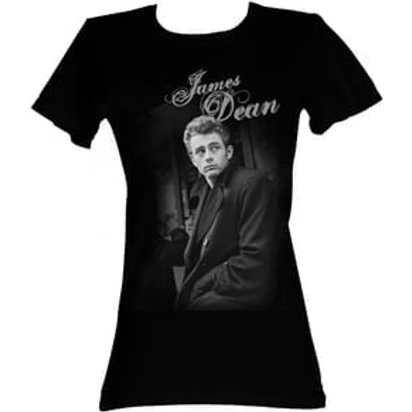 James Dean Juniors T-shirt Dean Leaning Black Tee Shirt