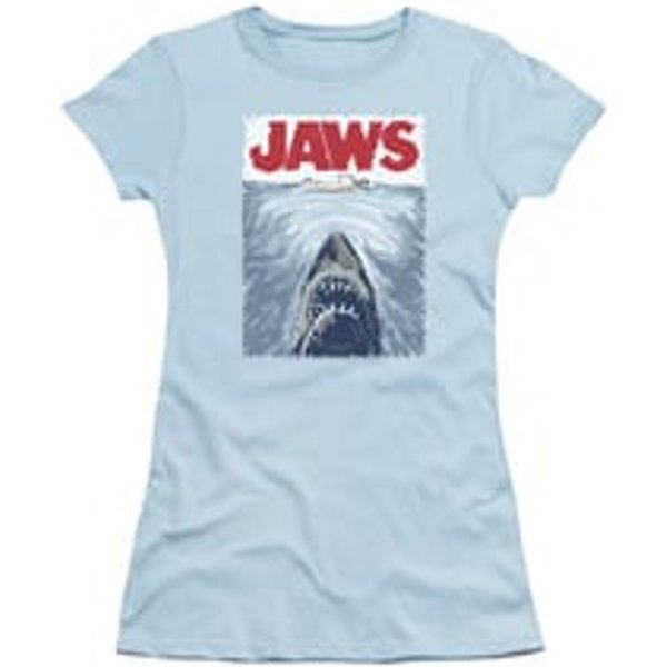 Jaws Shirt Juniors Graphic Poster Light Blue T-Shirt
