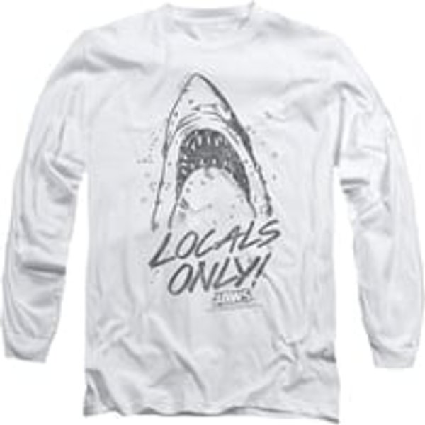 Jaws Shirt Locals Only Long Sleeve White Tee T-Shirt