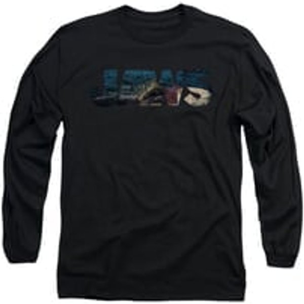 Jaws Shirt Logo Cut Out Long Sleeve Black Tee T-Shirt