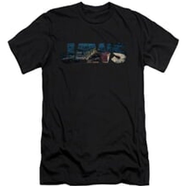 Jaws Shirt Slim Fit Logo Cut Out Black T-Shirt