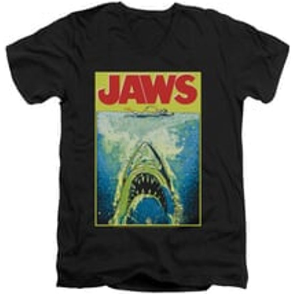 Jaws Shirt Slim Fit V-Neck Bright Black T-Shirt