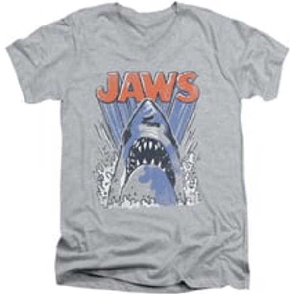 Jaws Shirt Slim Fit V-Neck Comic Splash Athletic Heather T-Shirt