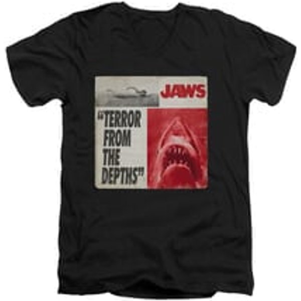 Jaws Shirt Slim Fit V-Neck Terror Black T-Shirt