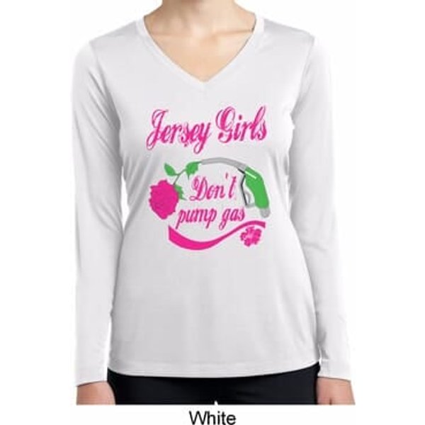 Jersey Girls Don't Pump Gas Ladies Dry Wicking Long Sleeve Shirt