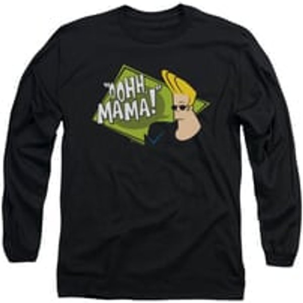 Johnny Bravo Shirt Long Sleeve Oohh Mama Black Tee T-Shirt