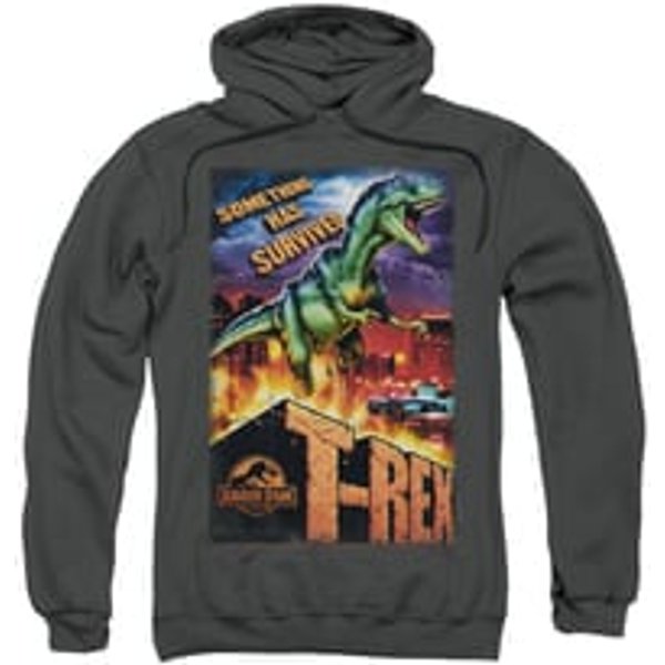 Jurassic Park Hoodie Sweatshirt Rex In The City Charcoal Adult Hoody Sweat Shirt
