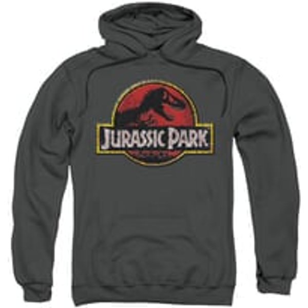 Jurassic Park Hoodie Sweatshirt Stone Logo Charcoal Adult Hoody Sweat Shirt