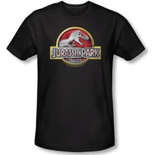 Jurassic Park T-shirt Movie Logo Adult Black Slim Fit Tee Shirt