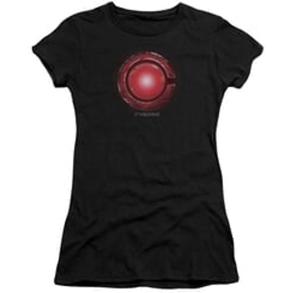 Justice League Movie Juniors Shirt Cyborg Logo Black T-Shirt