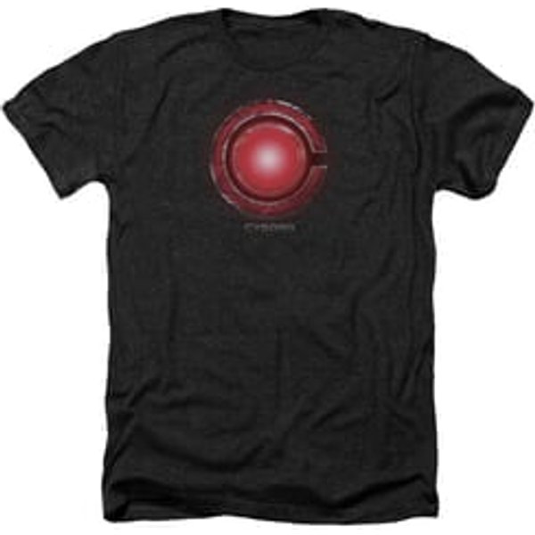 Justice League Movie Shirt Cyborg Logo Heather Black T-Shirt