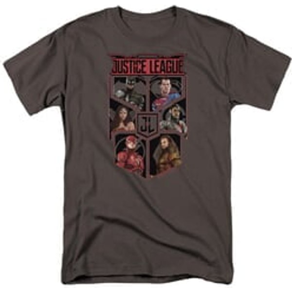 Justice League Movie Shirt League of Six Charcoal T-Shirt