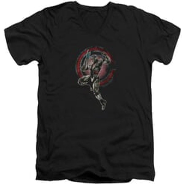 Justice League Movie Slim Fit V-Neck Shirt Cyborg Black T-Shirt